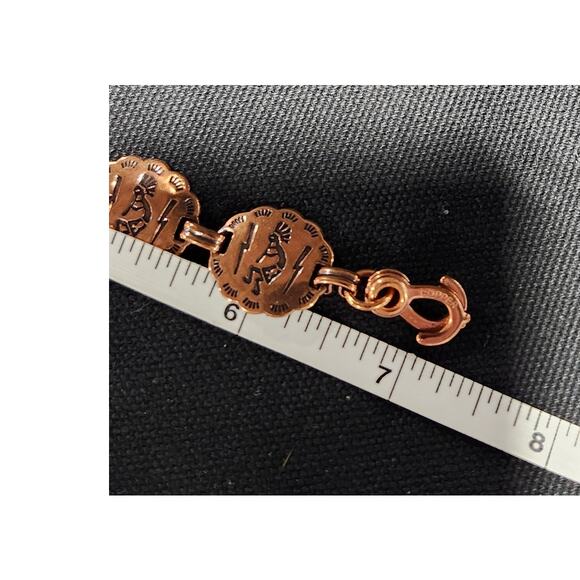 Southwestern Concho Copper Bracelet Aztec Dancing Men Flute 7" - Picture 6 of 7